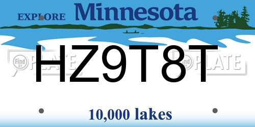 HZ9T8T Minnesota License Plate