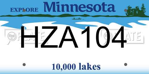 HZA104 Minnesota License Plate