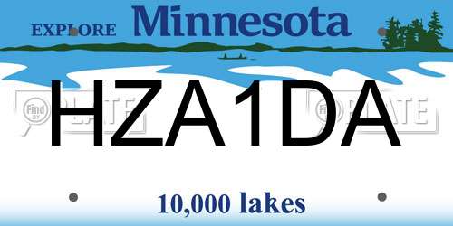 HZA1DA Minnesota License Plate
