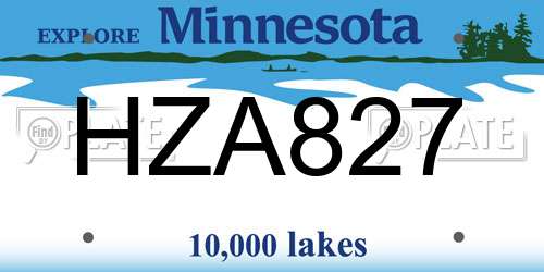HZA827 Minnesota License Plate