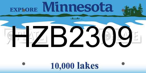 HZB2309 Minnesota License Plate