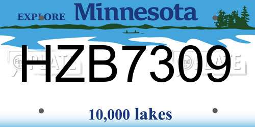 HZB7309 Minnesota License Plate