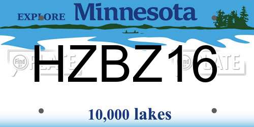 HZBZ16 Minnesota License Plate