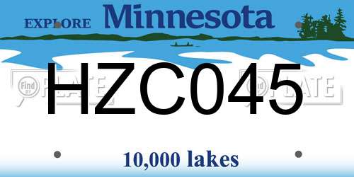 HZC045 Minnesota License Plate