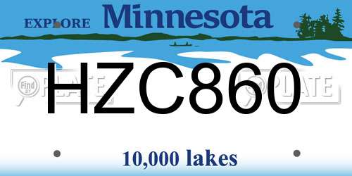 HZC860 Minnesota License Plate