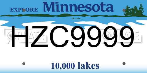 HZC9999 Minnesota License Plate