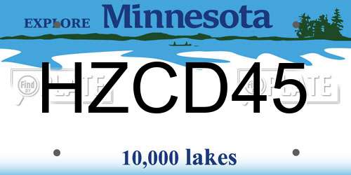 HZCD45 Minnesota License Plate