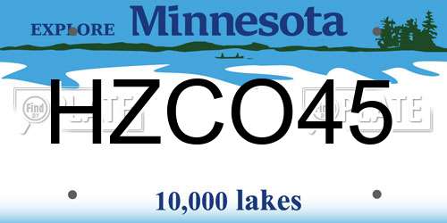 HZCO45 Minnesota License Plate