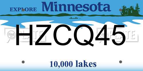 HZCQ45 Minnesota License Plate