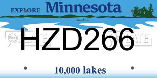 HZD266 Minnesota License Plate
