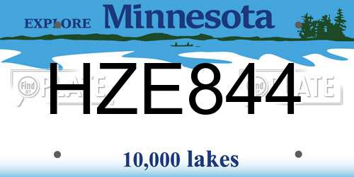 HZE844 Minnesota License Plate