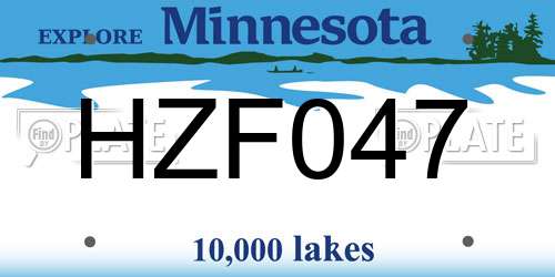 HZF047 Minnesota License Plate
