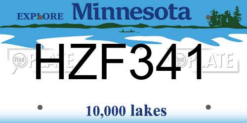HZF341 Minnesota License Plate