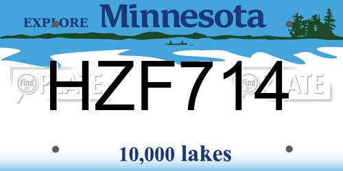 HZF714 Minnesota License Plate