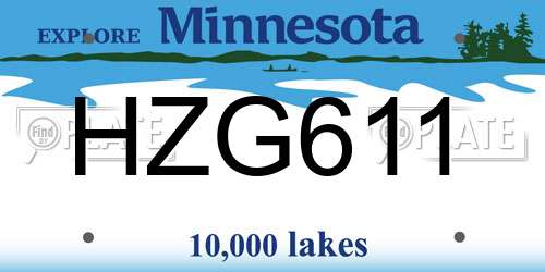 HZG611 Minnesota License Plate