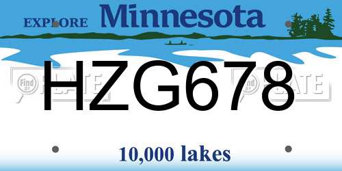 HZG678 Minnesota License Plate