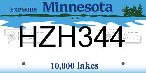 HZH344 Minnesota License Plate
