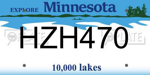 HZH470 Minnesota License Plate