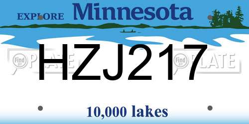 HZJ217 Minnesota License Plate