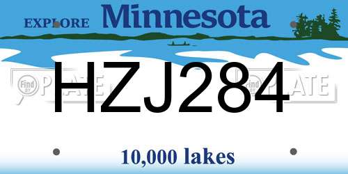 HZJ284 Minnesota License Plate