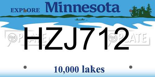 HZJ712 Minnesota License Plate
