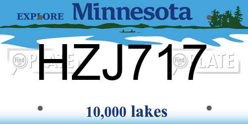HZJ717 Minnesota License Plate