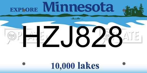HZJ828 Minnesota License Plate