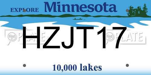 HZJT17 Minnesota License Plate