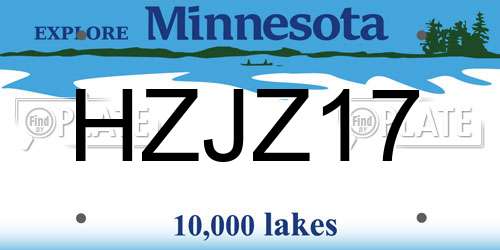HZJZ17 Minnesota License Plate