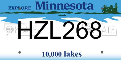 HZL268 Minnesota License Plate