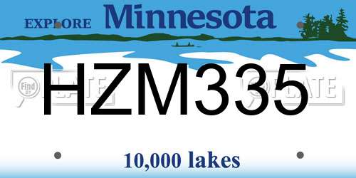 HZM335 Minnesota License Plate