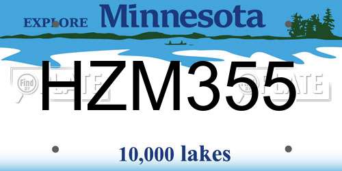 HZM355 Minnesota License Plate