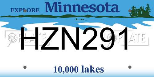 HZN291 Minnesota License Plate