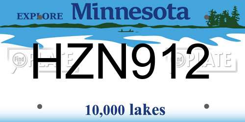 HZN912 Minnesota License Plate
