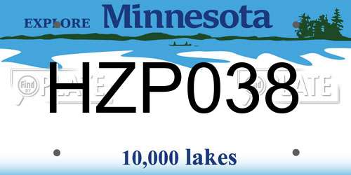 HZP038 Minnesota License Plate