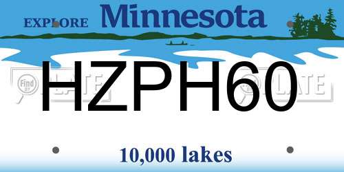 HZPH60 Minnesota License Plate