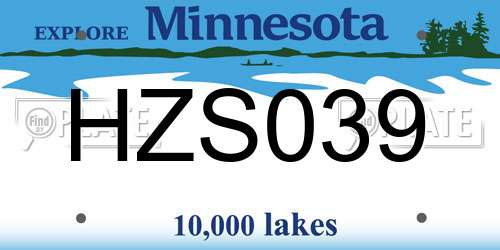 HZS039 Minnesota License Plate