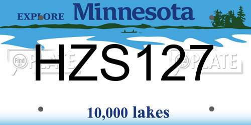 HZS127 Minnesota License Plate