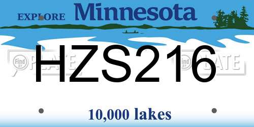 HZS216 Minnesota License Plate