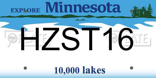 HZST16 Minnesota License Plate