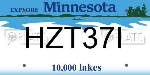 HZT37I Minnesota License Plate