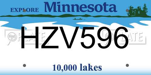 HZV596 Minnesota License Plate