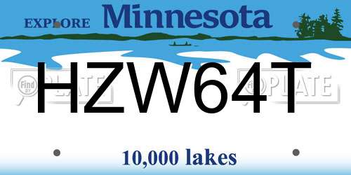 HZW64T Minnesota License Plate