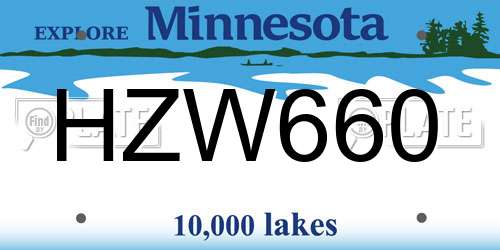 HZW660 Minnesota License Plate