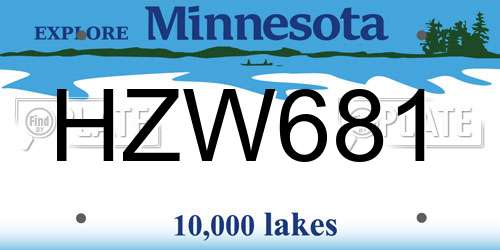 HZW681 Minnesota License Plate