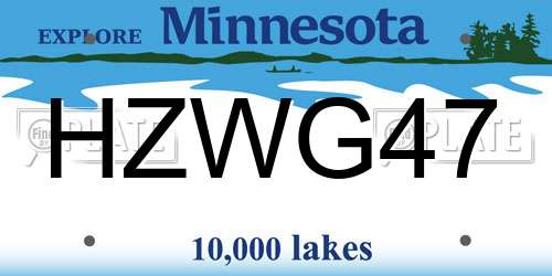 HZWG47 Minnesota License Plate