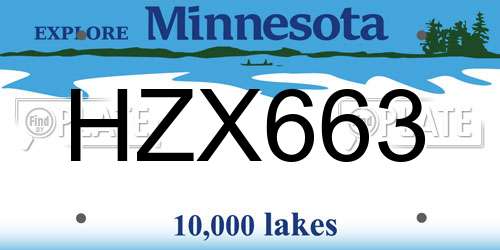 HZX663 Minnesota License Plate