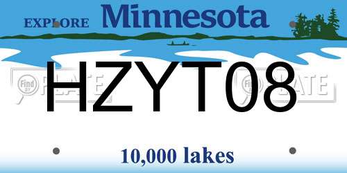 HZYT08 Minnesota License Plate