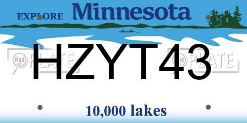 HZYT43 Minnesota License Plate