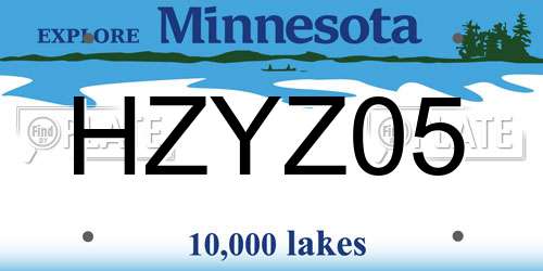 HZYZ05 Minnesota License Plate